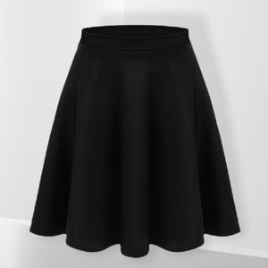 Black Skirt Fancy Flared Skater Stretch Size Large
